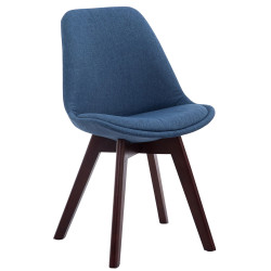Lot de 4 chaises visiteurs Borneo V2 en tissu noyer | bleu