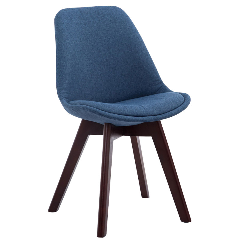 Lot de 4 chaises visiteurs Borneo V2 en tissu noyer | bleu