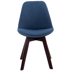 Lot de 4 chaises visiteurs Borneo V2 en tissu noyer | bleu