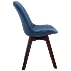 Lot de 4 chaises visiteurs Borneo V2 en tissu noyer | bleu