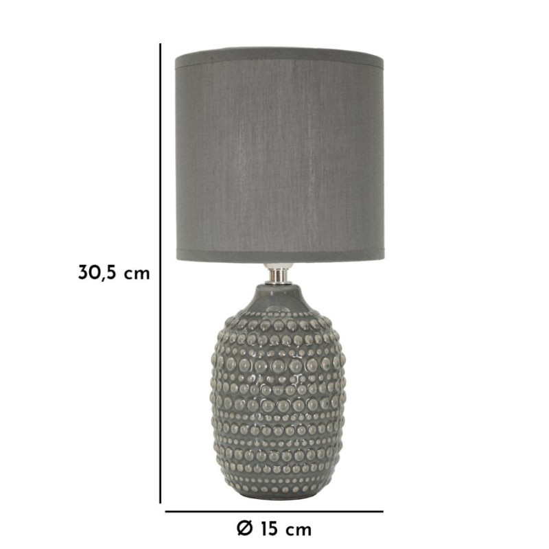 Lampe de Chevet Points Gris – Chic et Minimaliste Ø 15x30,5 cm