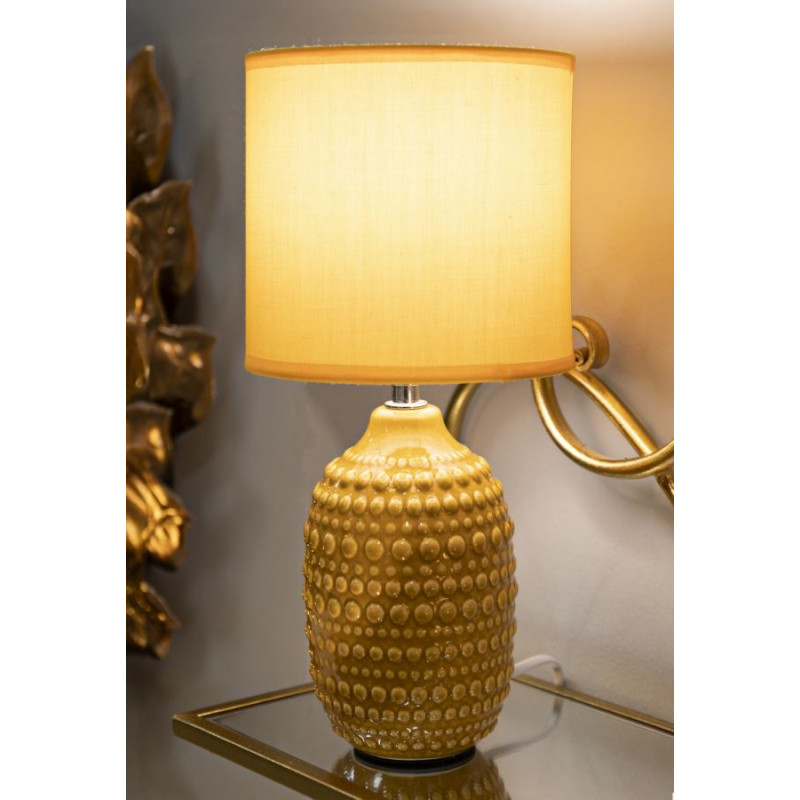Lampe de Chevet Points Moutarde – Style Contemporain Ø 15x30,5 cm