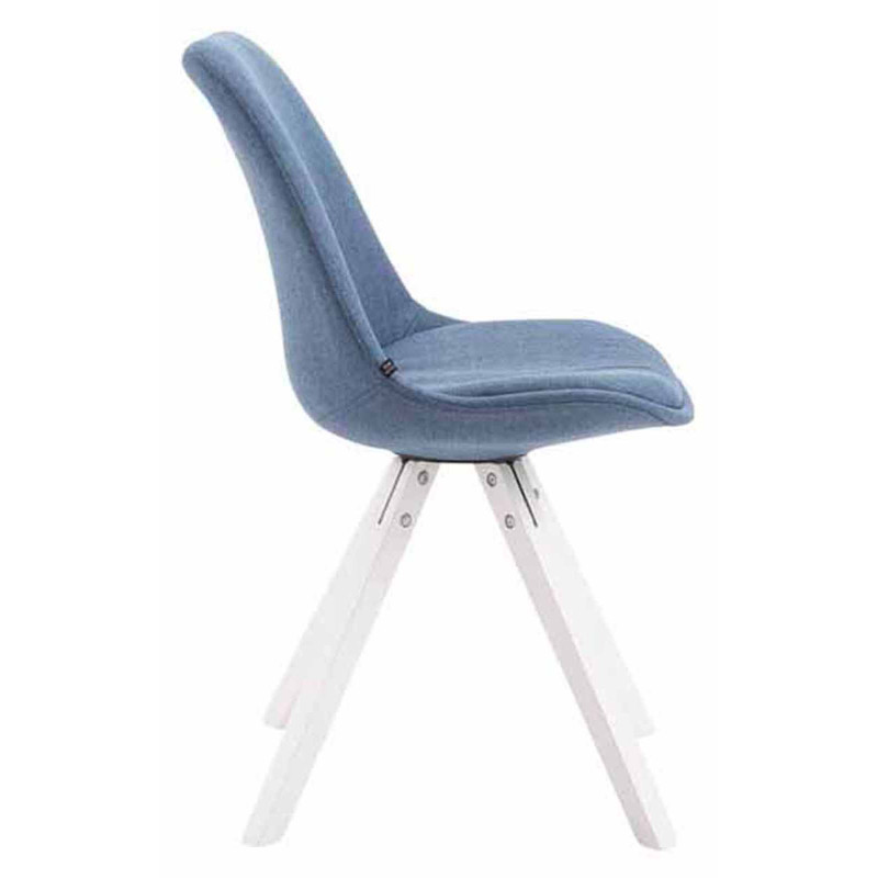Lot de 4 chaises visiteurs Toulouse tissu Square blanc | bleu