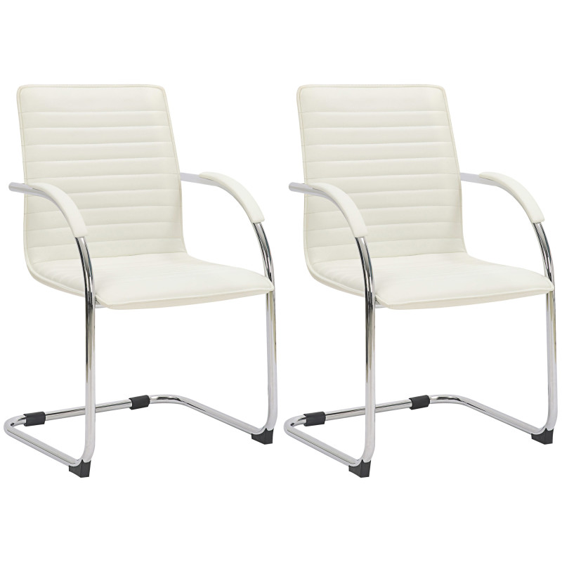 Lot de 2 chaises visiteurs Tira en cuir artificiel | blanc