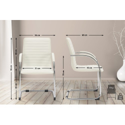 Lot de 2 chaises visiteurs Tira en cuir artificiel | blanc