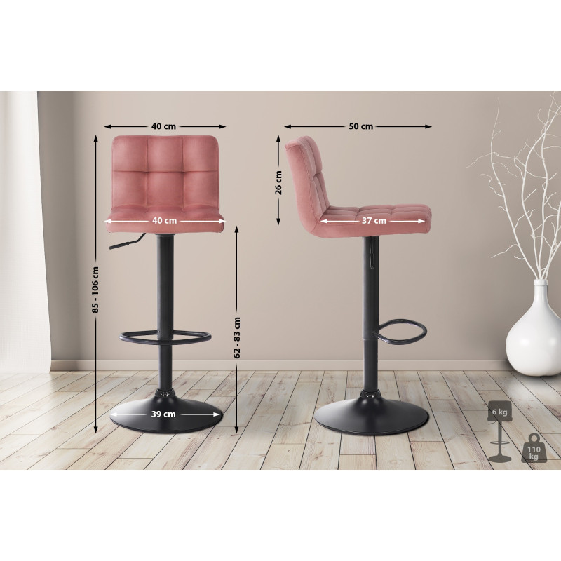 Tabouret de bar en velours Feni rose