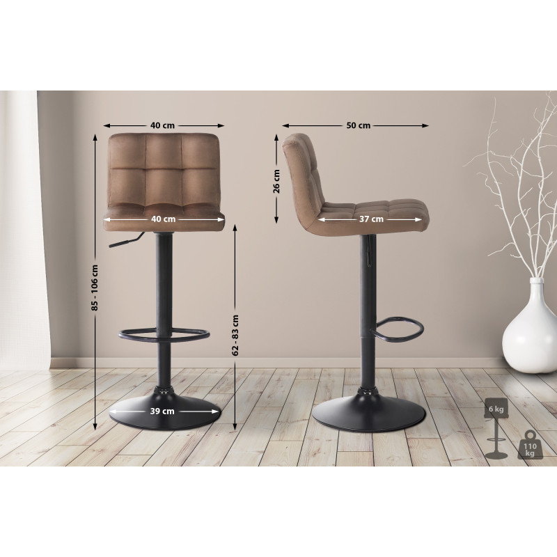 Tabouret de bar en velours Feni brun