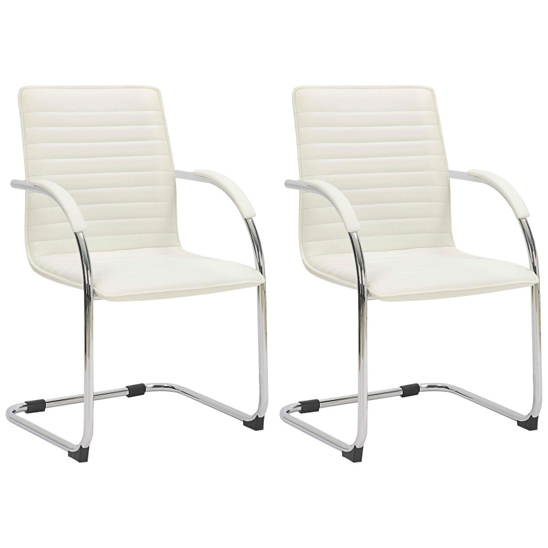 Lot de 2 chaises visiteurs Tira en cuir artificiel | crème