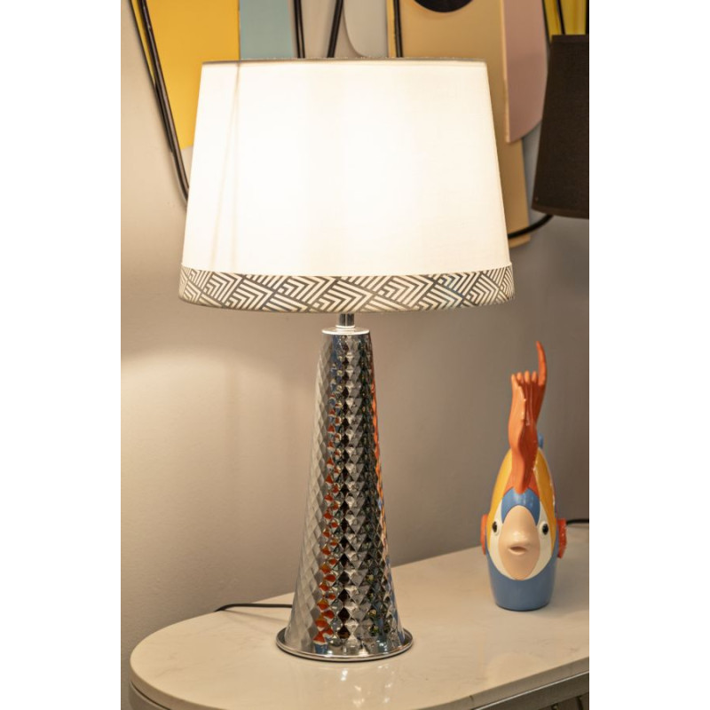 Lampe de Table Tower Argent – Luxe Contemporain 30x54 cm