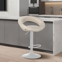 Tabouret de bar Olinda en tissu crème