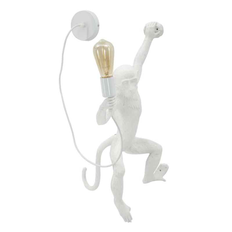 Applique Murale Singe Blanc – Élégance Contemporaine 32x32x64 cm