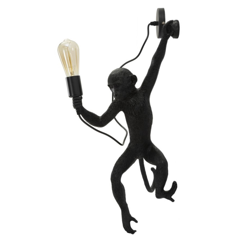 Applique Murale Singe Noir – Luxe Contemporain 32x32x64 cm