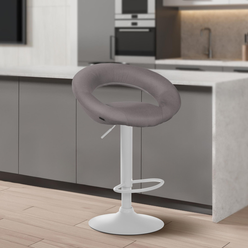 Tabouret de bar Olinda en tissu gris