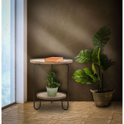 Table Arex 2 étagères – Inspiration industrielle Ø48x54,5 cm