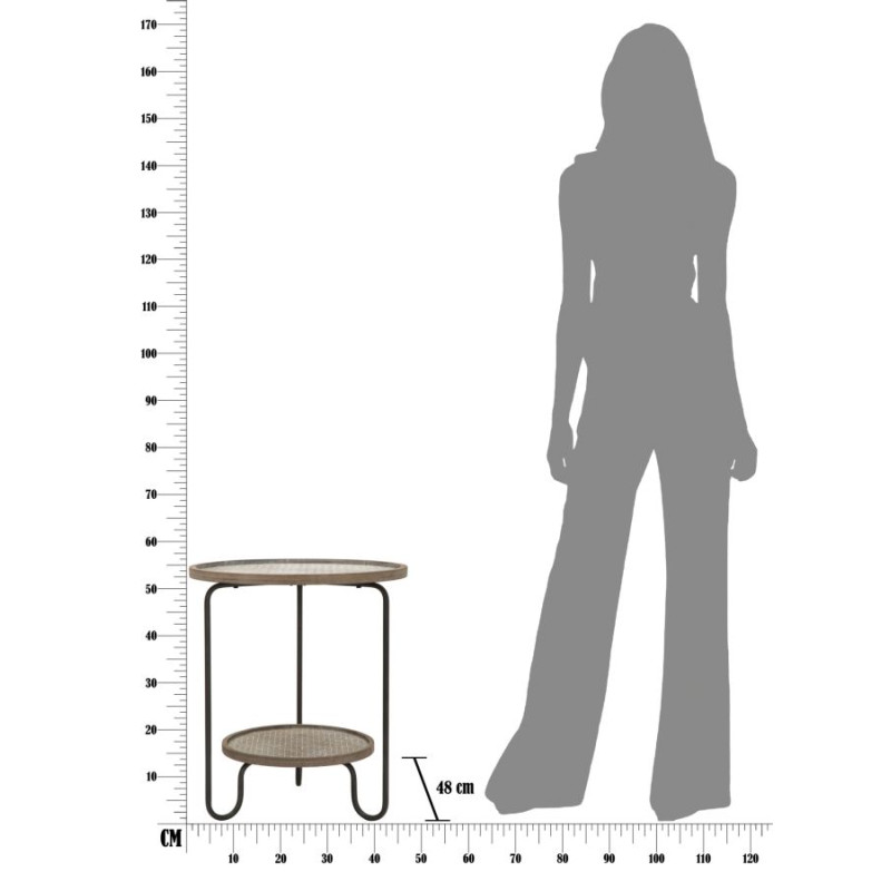 Table Arex 2 étagères – Inspiration industrielle Ø48x54,5 cm