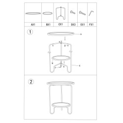 Table Arex 2 étagères – Inspiration industrielle Ø48x54,5 cm
