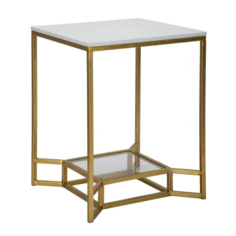 Table double en marbre – Structure précieuse 47x47x60 cm