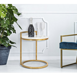 Table d’appoint ronde en marbre – Finesse naturelle 40x43x50 cm