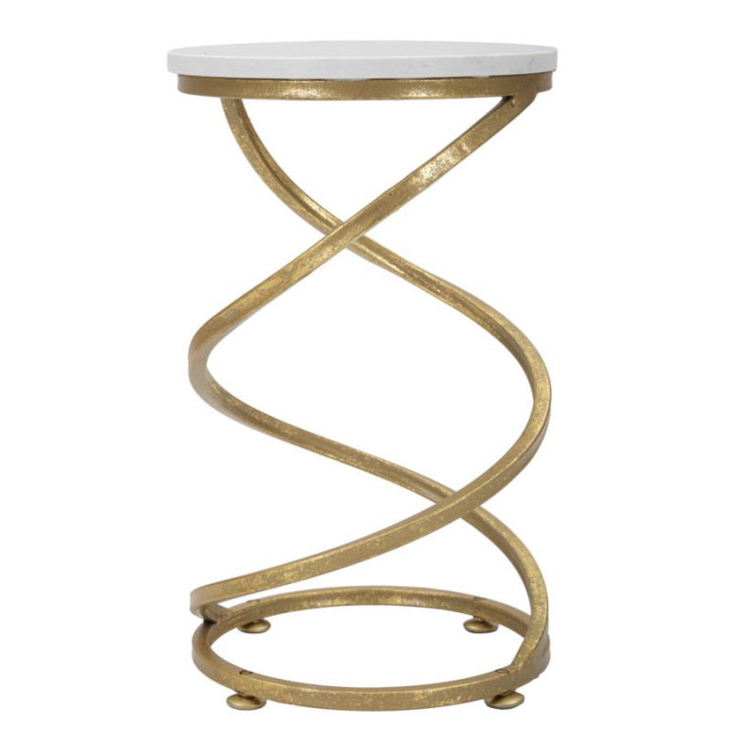 Table d’appoint en marbre à spirale – Courbes luxueuses Ø27,5x47,5 cm