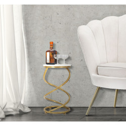 Table d’appoint en marbre à spirale – Courbes luxueuses Ø27,5x47,5 cm