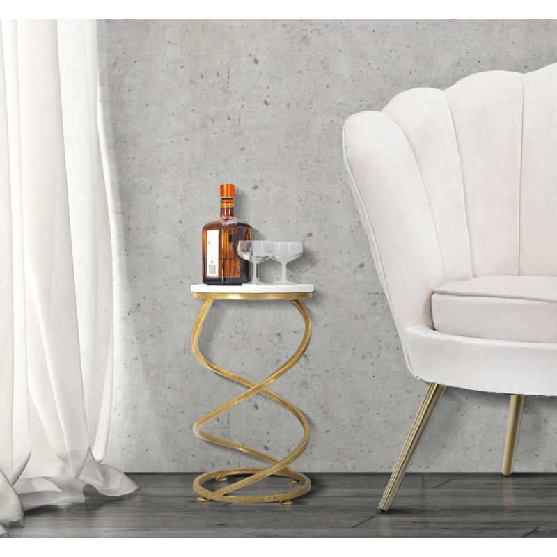 Table d’appoint en marbre à spirale – Courbes luxueuses Ø27,5x47,5 cm