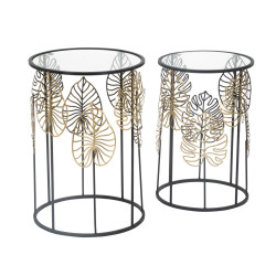 Table Foglie Glam – Éclat doré Ø38x55-33x50 cm