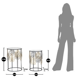 Table Foglie Glam – Éclat doré Ø38x55-33x50 cm