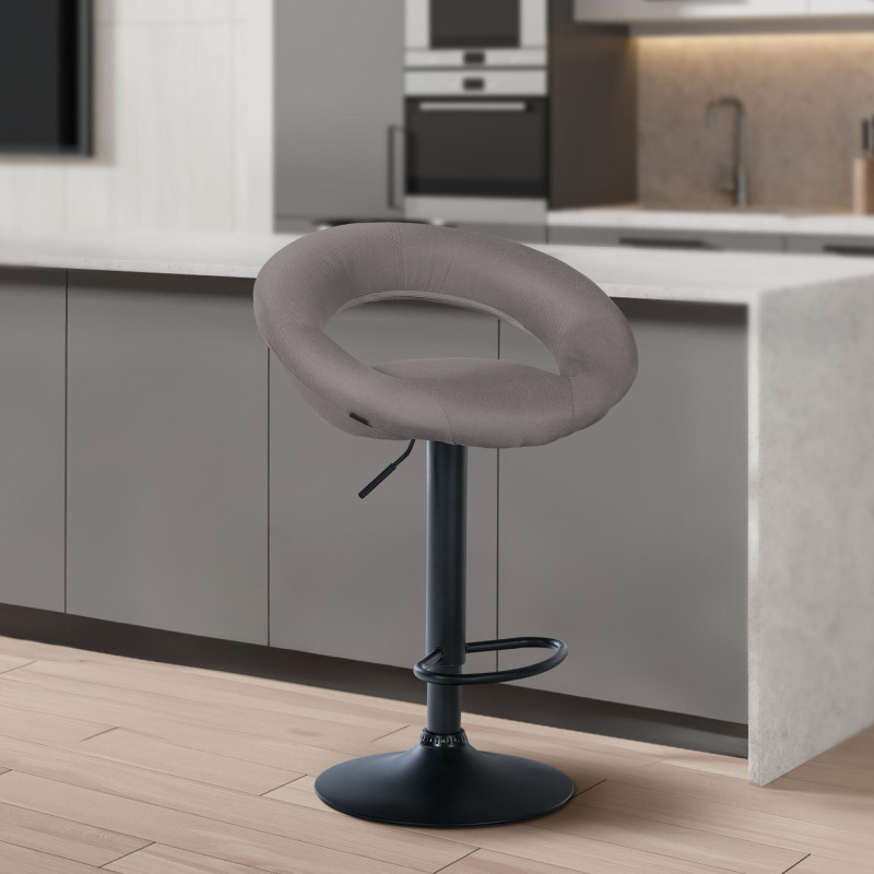 Tabouret de bar Olinda en tissu gris