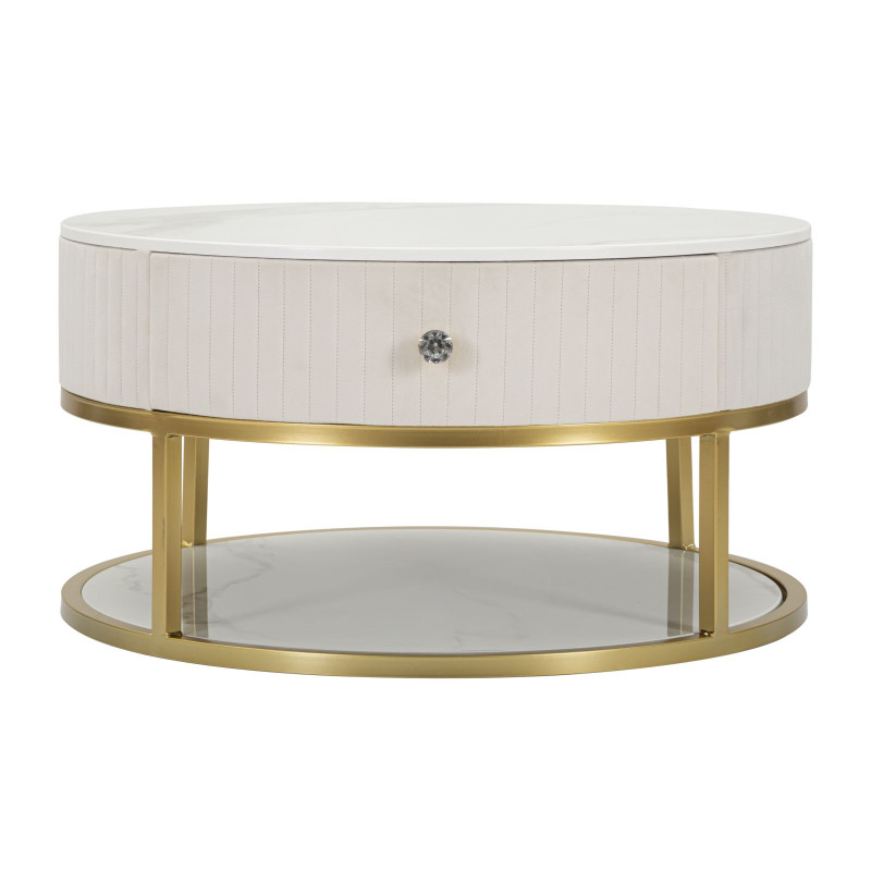 Table basse Montpellier Crème – Élégance française Ø75x36 cm