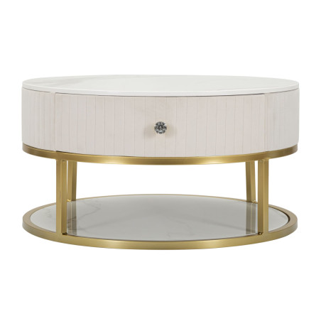 Table basse Montpellier Crème – Élégance française Ø75x36 cm