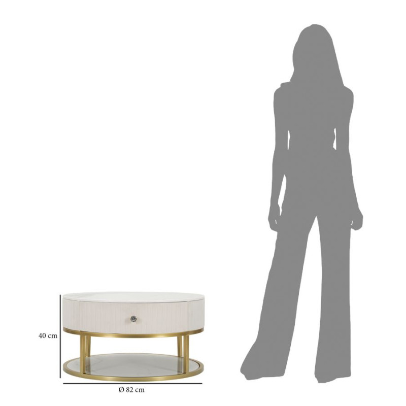 Table basse Montpellier Crème – Élégance française Ø75x36 cm