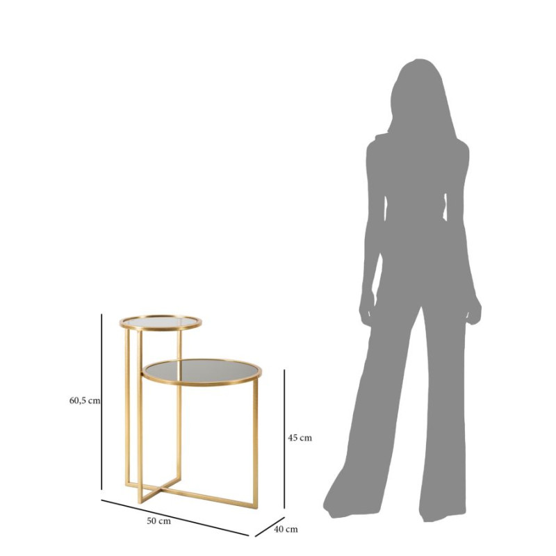 Table basse 2 niveaux – Superposition chic 50x40x60,5 cm