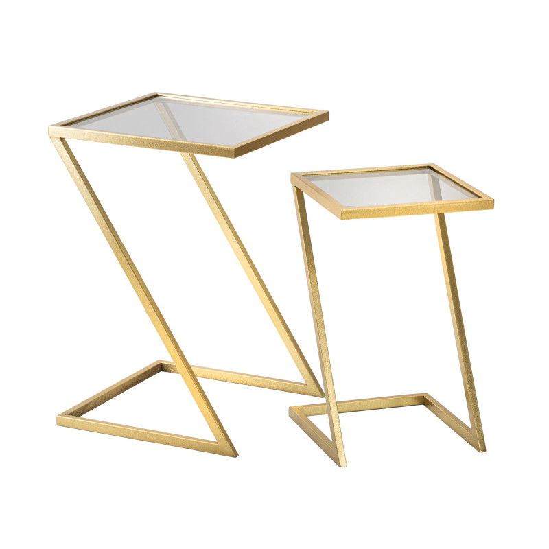 Table d’appoint Z – Duo géométrique 40x40x60 - 30x30x50 cm