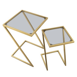 Table d’appoint Z – Duo géométrique 40x40x60 - 30x30x50 cm