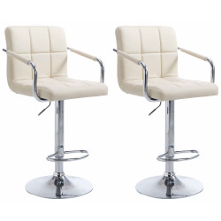 Lot de 2 tabourets de bar Lucy V2 chromés crème