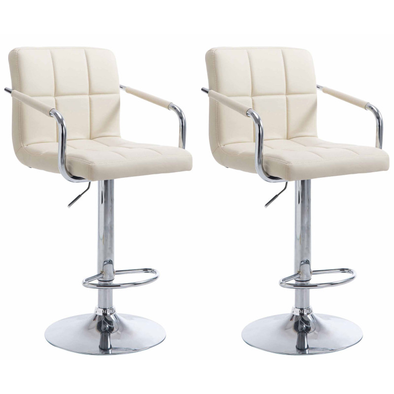Lot de 2 tabourets de bar Lucy V2 chromés crème