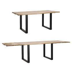 Table à manger extensible – Bois de manguier noble 180x90x77 cm (280 cm ouverte)