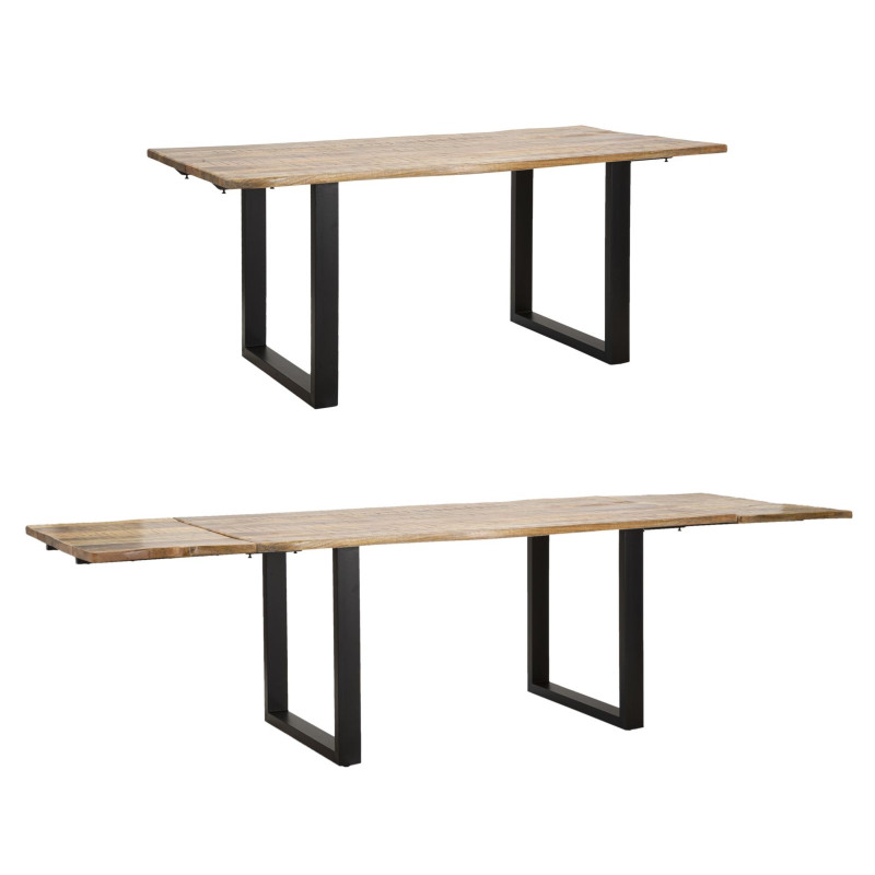 Table à manger extensible – Bois de manguier noble 180x90x77 cm (280 cm ouverte)