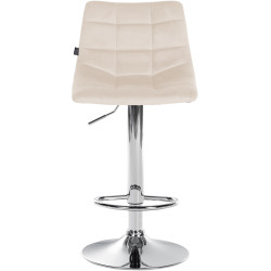 Tabouret de bar Jerry velours chrome crème