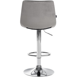 Tabouret de bar Jerry velours gris chrome