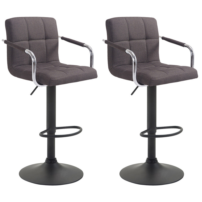 Lot de 2 tabourets de bar Lucy V2 en tissu gris foncé