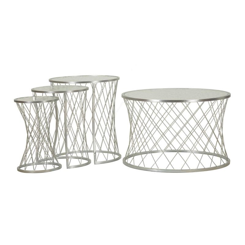 Table Noah Argent – Brillance sophistiquée 4 pièces Ø70x45 - 47x54,5 - 36x50 - 28x45 cm