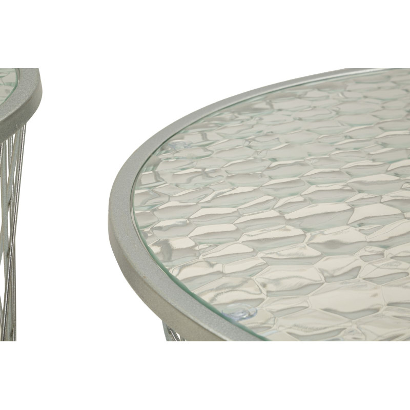 Table Noah Argent – Brillance sophistiquée 4 pièces Ø70x45 - 47x54,5 - 36x50 - 28x45 cm