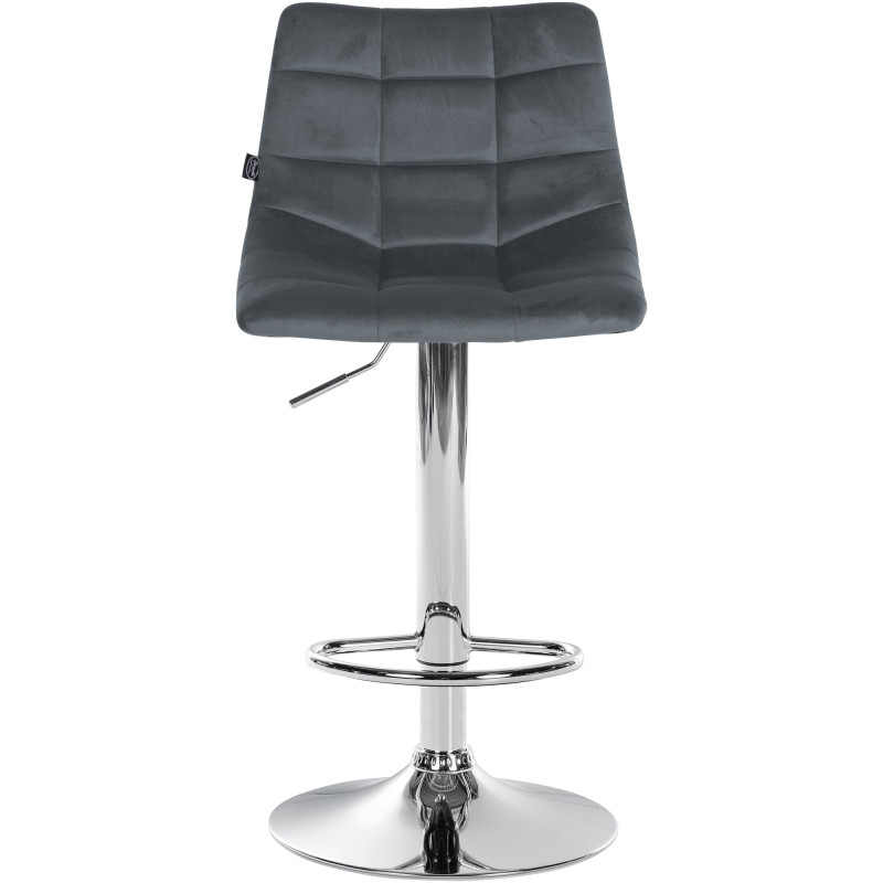 Tabouret de bar Jerry velours chromé gris foncé