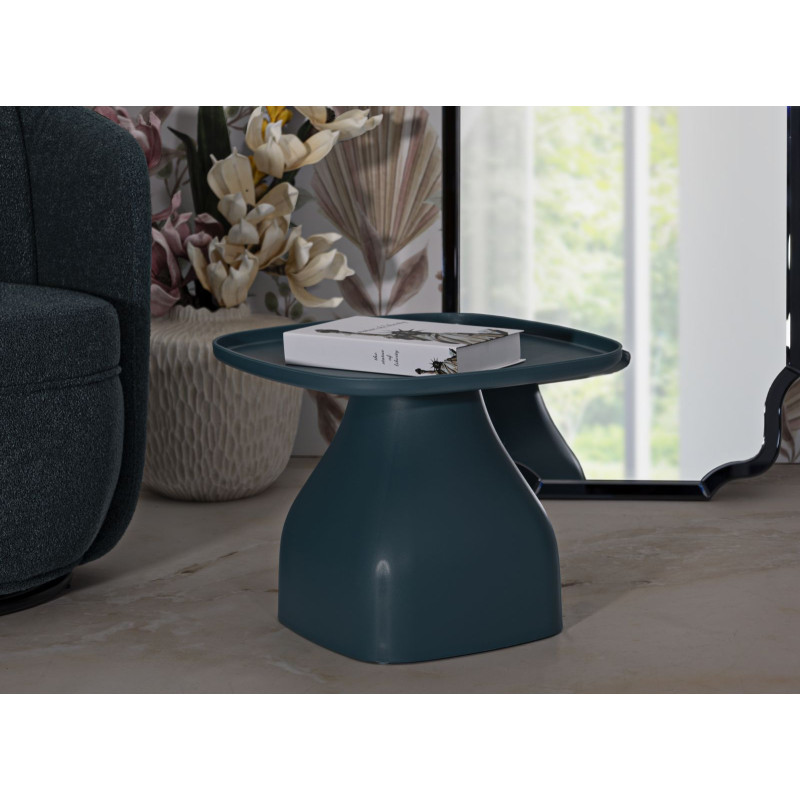 Table Gea Bleue Basse – Modernité subtile 48x48x38 cm