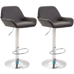 Lot de 2 tabourets de bar Braga simili cuir chromé brun