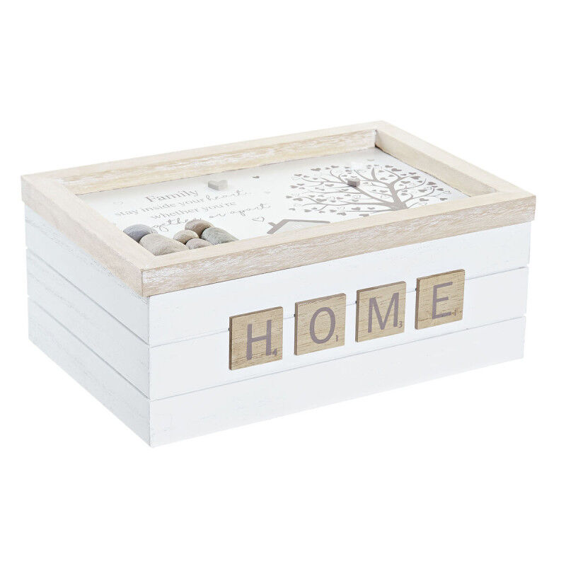 Boîte Décorative DKD Home Decor Blanc Naturel Bois MDF