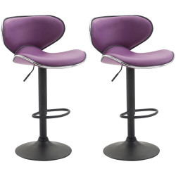 Lot de 2 tabourets de bar Las Vegas V2 simili cuir violet