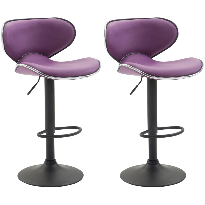 Lot de 2 tabourets de bar Las Vegas V2 simili cuir violet