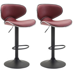 Lot de 2 tabourets de bar Las Vegas V2 simili cuir rouge bordeaux
